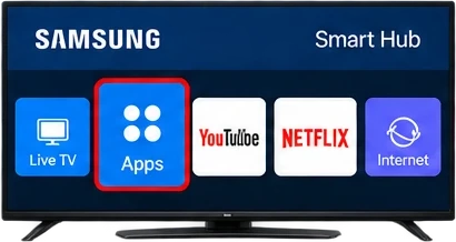 Samsung Smart TV Smart Hub with the Apps store selected